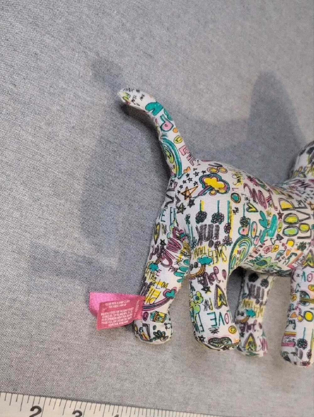 Victoria’s Secret PINK Dog Plush Doodle Print Stuffed Animal 8” Toy